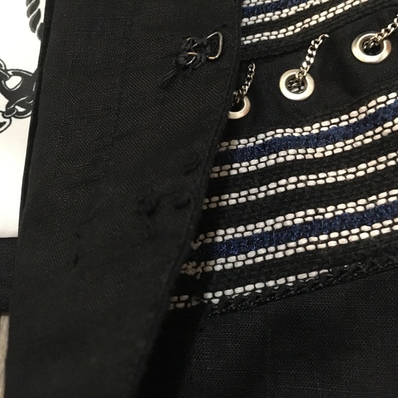 WHBM Black & Blue striped short sleeve jacket 4 - Picture 6 of 8